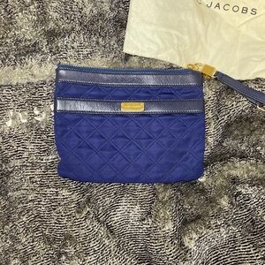 Marc Jacobs Blue Canvas Quilted Leather Trim Clutch, With Dust Bag, See Pictures